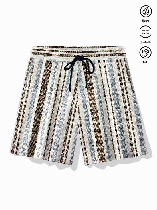Royaura® Beach Resort Striped Men's Beach Shorts Quick Drying Stretch Casual Shorts