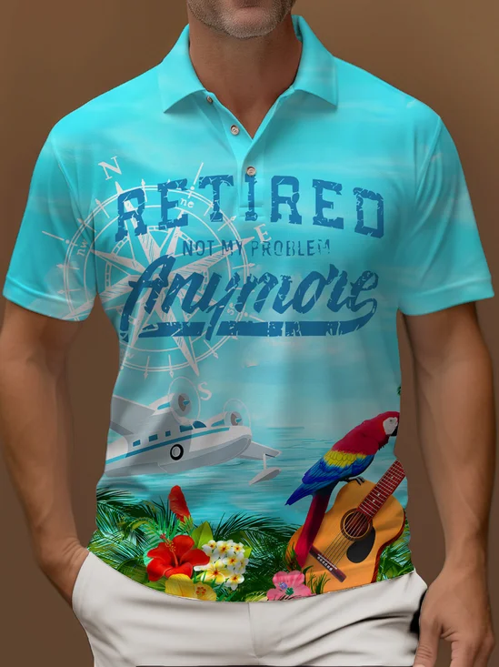 Royaura® Beach Holiday Men's Hawaiian Polo Shirt Quick-Drying Stretch Comfortable Outdoor Top
