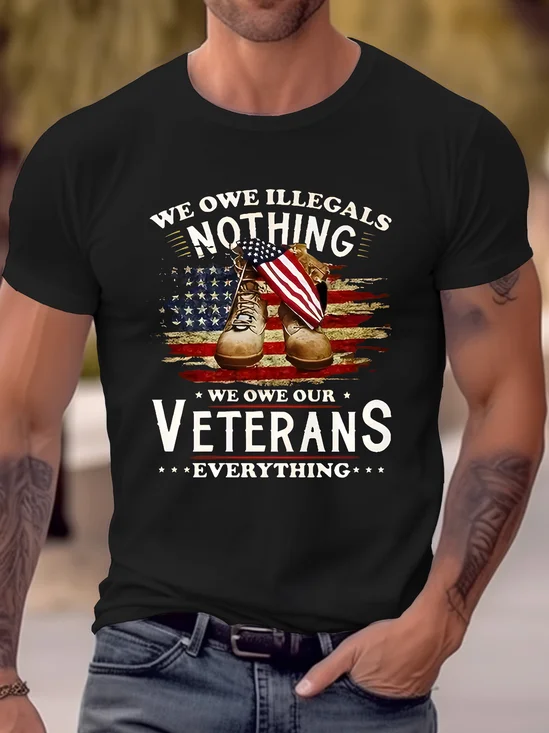 Royaura® We Owe Our Veterans Everything Slogan Men's Creative T-shirt Big Tall