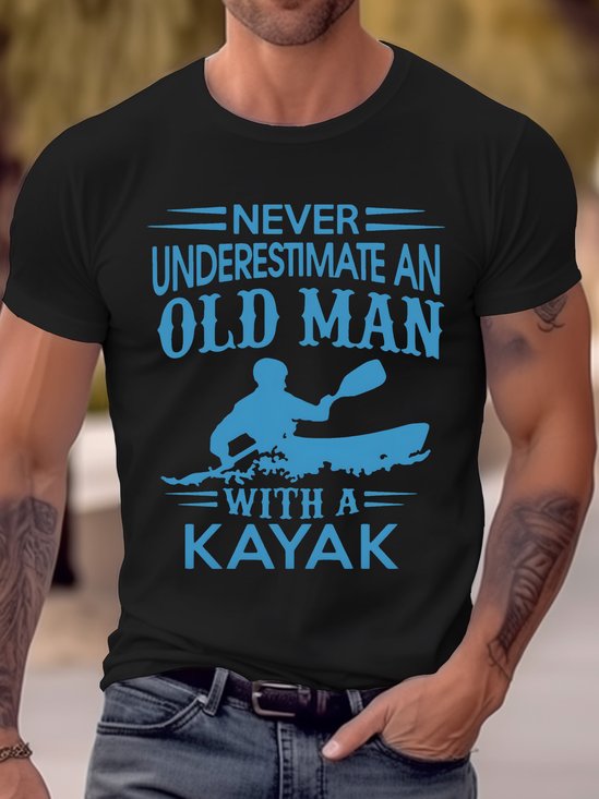 Royaura® Funny Kayaking T-shirt Kayaking Gifts Old Man Kayak Racing Sport Boat Rowing Dad Grandad Birthday T-shirt Big Tall