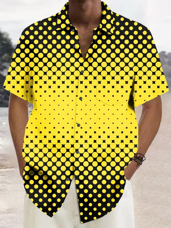Royaura® Vintage Gradient Dot Print Chest Pocket Shirt Plus Size Men's Shirt