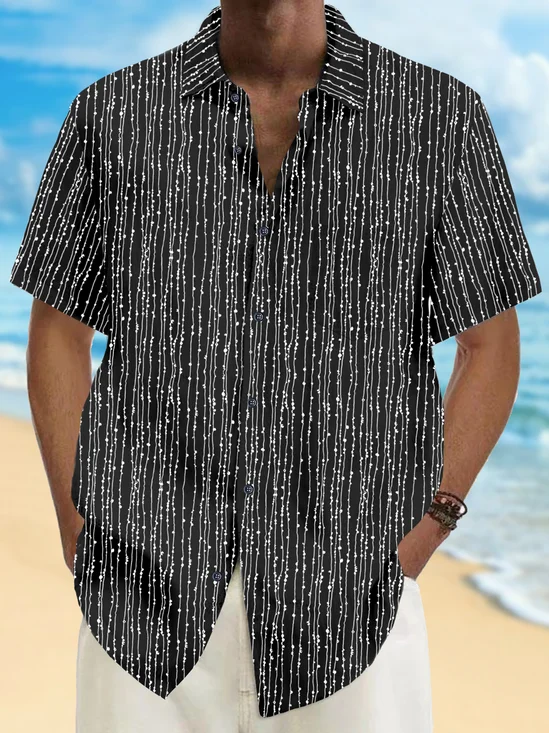 Royaura® Vintage Abstract Stripe Print Chest Pocket Shirt Plus Size Men's Shirt