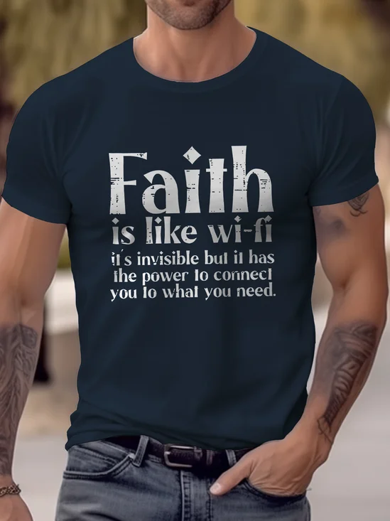Royaura® Basic Men's Faith Lettering T-Shirt