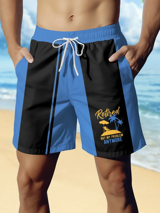 Royaura® Hawaiian Coconut Bowling Print Men's Beach Shorts
