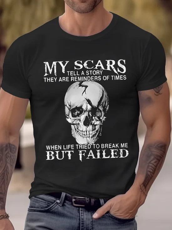 Royaura® Basic Men's Skull Print T-Shirt