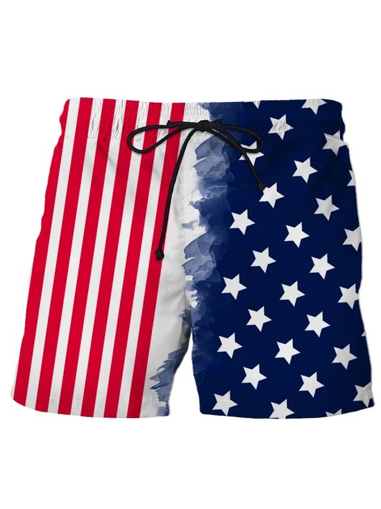Royaura® Retro Flag Printed Men's Beach Shorts