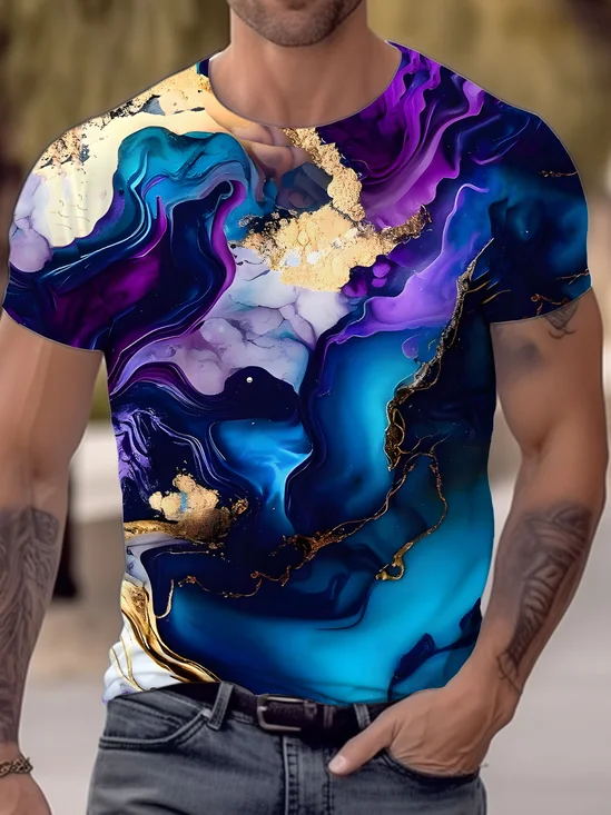 Royaura Retro Geometric Art Creative 3D Printing Men's T-Shirt