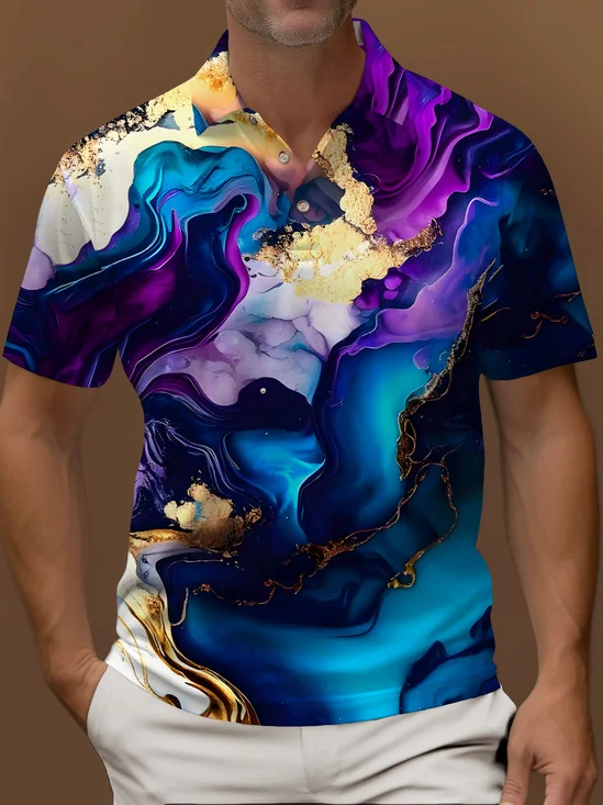 Royaura Retro Geometric Art Creative 3D Printing Men's Polo Shirt