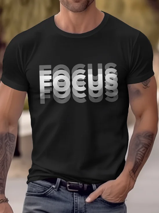 Royaura® Basic Men's Focus Letter Print T-Shirt
