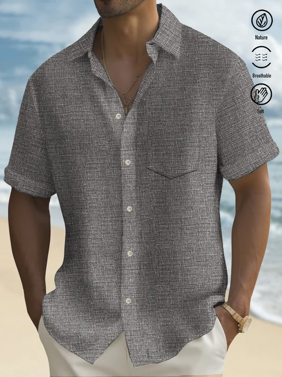 Royaura® Vintage Abstract Texture Print Men's Hawaiian Shirt Breathable Comfortable Pocket Camping Shirt