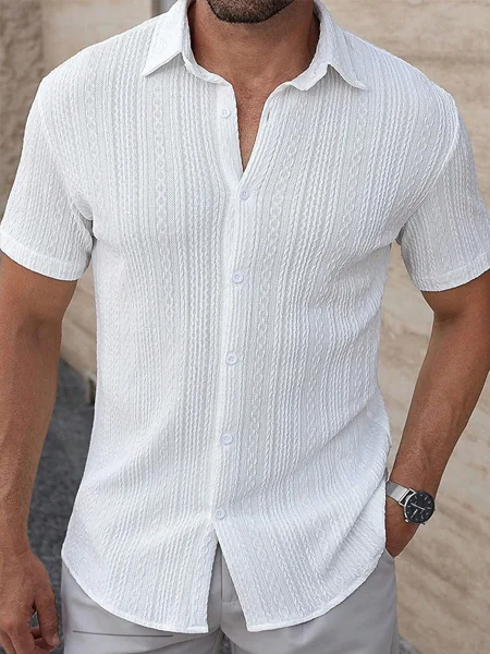 Royaura® Vintage Basic Textured Print Men's Button Pocket Short Sleeve Shirt Big & Tall