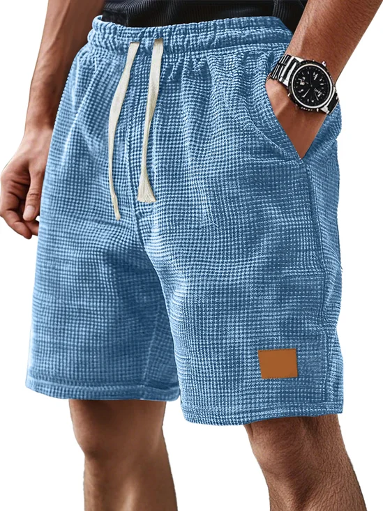 Royaura® Hawaiian Men's Small Plaid Casual Breathable Shorts Beach Shorts