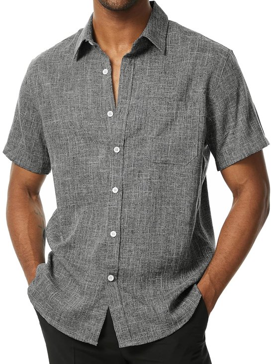 Royaura® Vintage Abstract Texture Print Men's Button Pocket Hawaiian Short Sleeve Shirt Big Tall