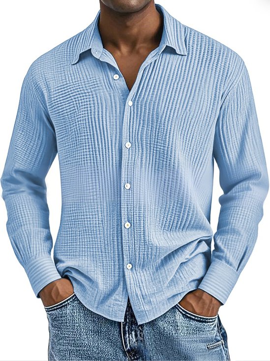 Royaura® Basic Beach Vacation Casual Fashion Men's Long Sleeved Jacquard Shirt Breathable And Comfortable Hawaiian Camping Long Sleeved Shirt Big Tall