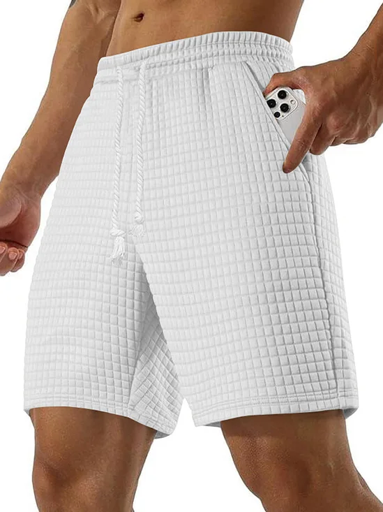 Royaura®  Basic Men's Daily Fashion Casual Comfortable Solid Color Small Plaid Sports Shorts