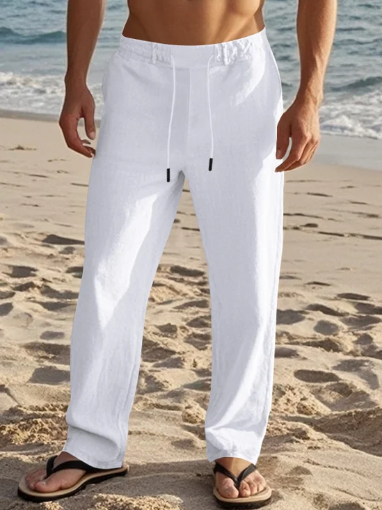 Royaura® Basic Cotton Plain Men's Hawaiian Casual Pants Big & Tall