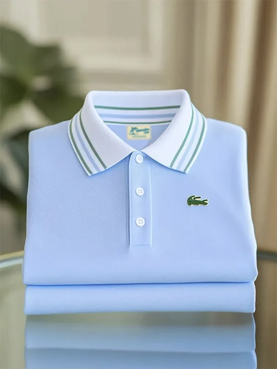 Royaura® Basic Casual Logo Polo Shirt Men's Solid Lapel Polo Shirt Large & Tall Sizes