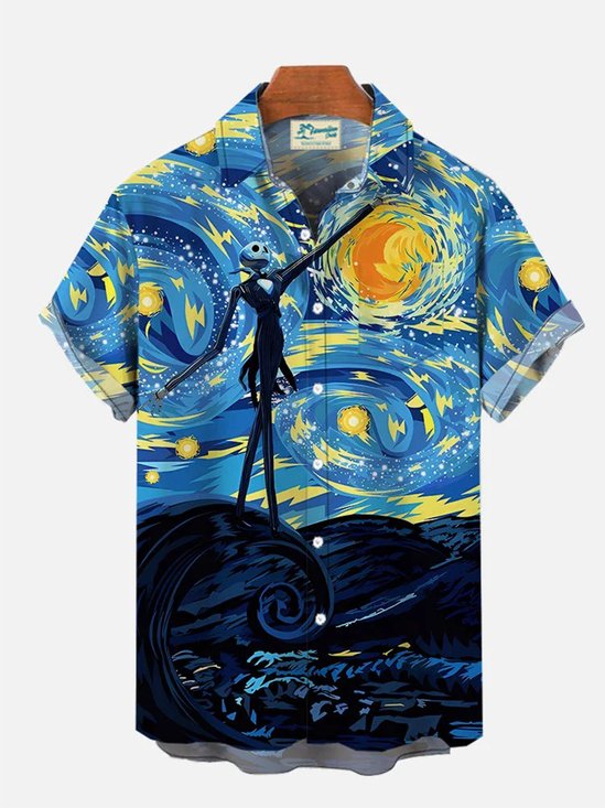 Royaura® Halloween Movie Character Print Men's Pocket Short Sleeve Shirt Big & Tall