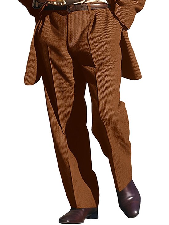 Royaura® Basic Men's Daily Beach Loose Straight Knit Solid Color Comfortable Breathable Pocket Trousers