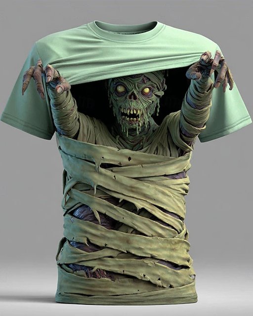 Royaura® Halloween Fun Dislocation Print Men's Short Sleeve Crew Neck Shirt Big & Tall