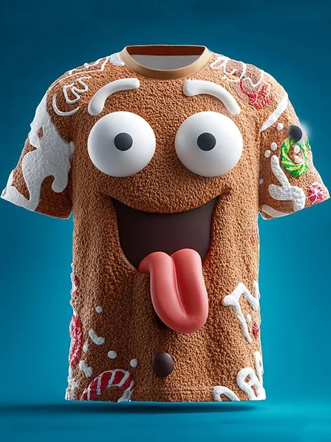 Royaura® Men's Christmas Cookie Printed Crew Neck Short Sleeve T-Shirt Big & Tall