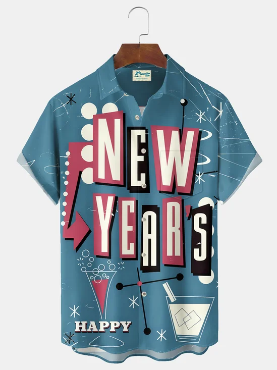 Royaura® Vintage Medieval Atomic Cartoon Print Men's Casual Stylish Button Pocket Hawaiian Summer Shirts Short Sleeve Shirt Big Tall