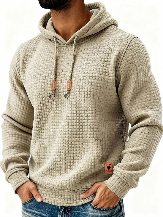 Royaura® Men's Plaid Textured Drawstring Hooded Sweatshirt Big & Tall