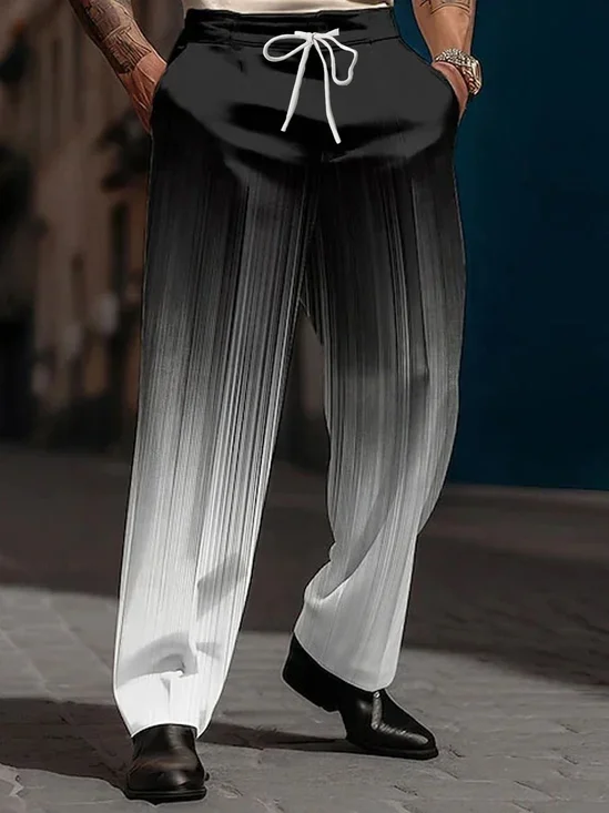 Royaura® Men's Vintage Gradient Print Drawstring Trousers Big & Tall
