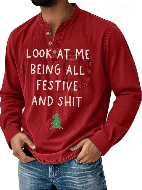 Royaura® Christmas Letter Christmas Tree Print Boys' Long Sleeve T-Shirt Big & Tall