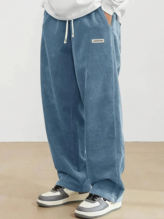 Royaura® Men's Solid Corduroy Patch Trousers Big & Tall