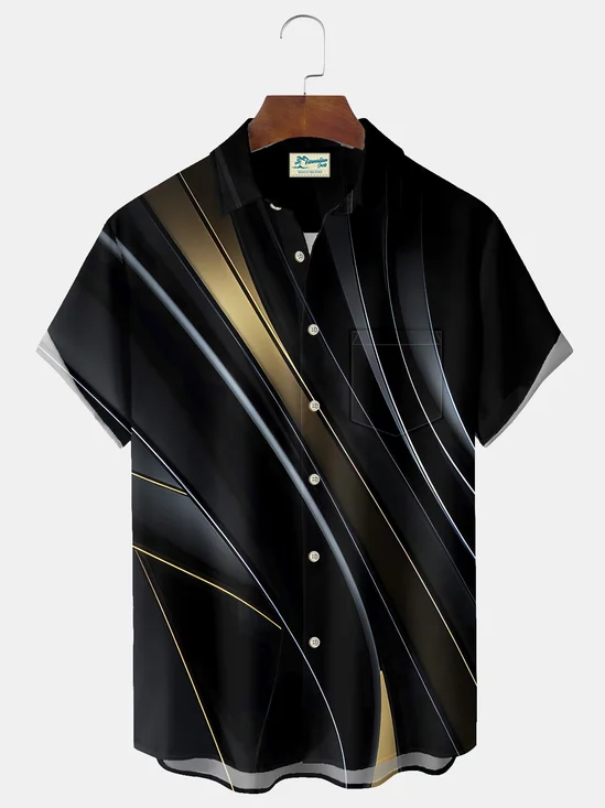 Royaura® Vintage Abstract Art Print Men's Casual Stylish Button Pocket Hawaiian Summer Shirts Short Sleeve Shirt Big Tall