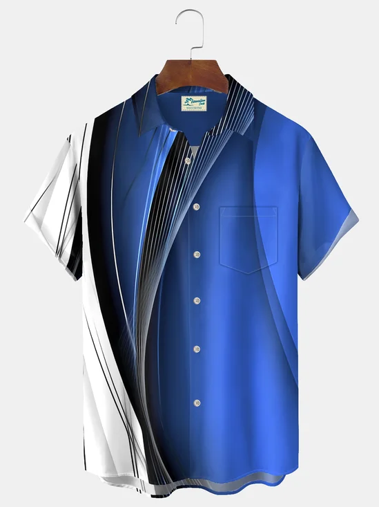 Royaura® Vintage Abstract Art Print Men's Casual Stylish Button Pocket Hawaiian Summer Shirts Short Sleeve Shirt Big Tall