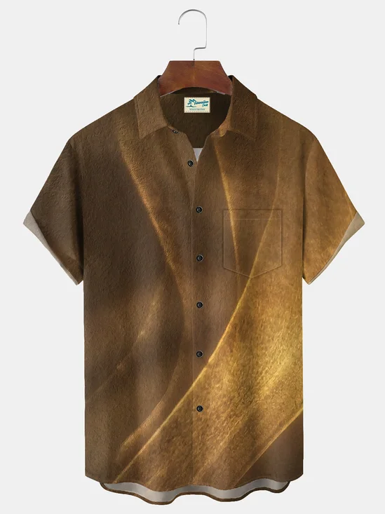 Royaura® Vintage Gradient Art Print Men's Casual Stylish Button Pocket Hawaiian Summer Shirts Short Sleeve Shirt Big Tall