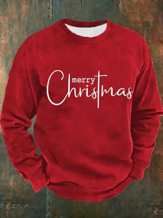 Royaura® Christmas Cross Faith Men's Crew Neck Long Sleeve Sweatshirt Big & Tall