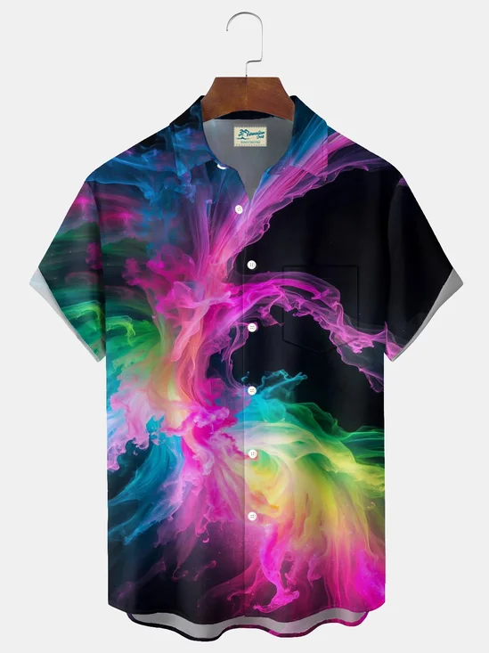 Royaura® Gradient Art Print Men's Button Pocket Long-Sleeve Shirt Big & Tall