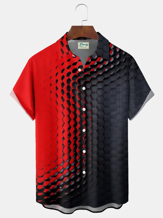 Royaura® Gradient Art Print Men's Button Pocket Short-Sleeve Shirt Big & Tall