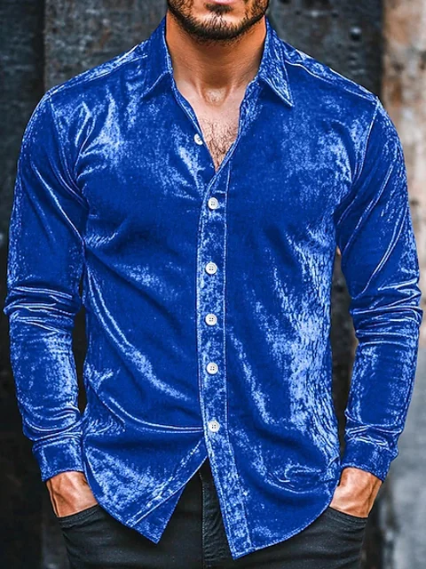 Royaura® Velvet Suede Men's Button-Down Long-Sleeve Shirt Big & Tall