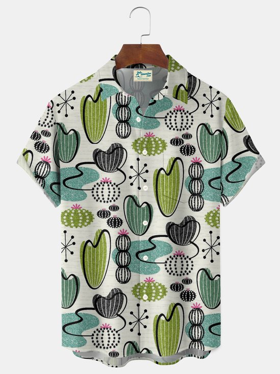 Royaura® Medieval Print Men's Button Pocket Short-Sleeve Hawaiian Shirt Big & Tall