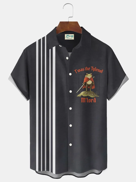 Royaura® Frog Print Men's Button Hawaiian Short-Sleeve Shirt Big & Tall