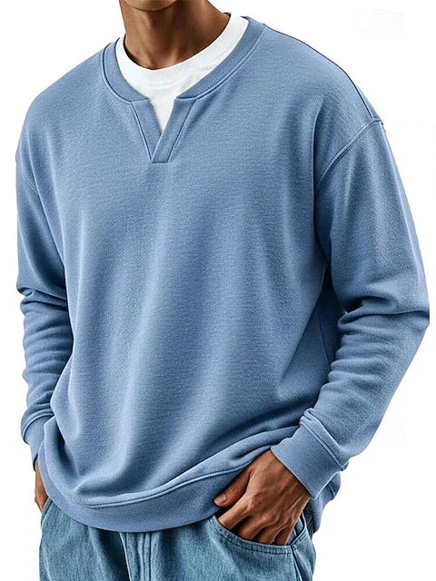 Royaura® Basic Men's V-neck Long-sleeved Sweatshirt Big & Tall
