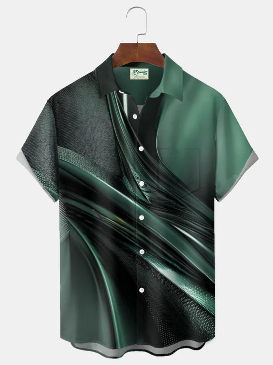 Royaura® Retro Gradient Art Print Men's Button Pocket Short-Sleeve Hawaiian Shirt Big & Tall