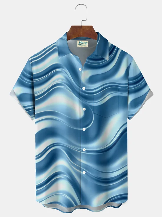 Royaura® Retro Gradient Art Print Men's Button Pocket Short-Sleeve Hawaiian Shirt Big & Tall
