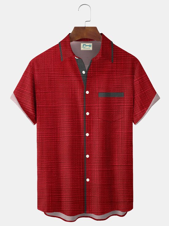 Royaura® Retro Textured Print Men's Button-Down Short-Sleeve Hawaiian Shirt Big & Tall