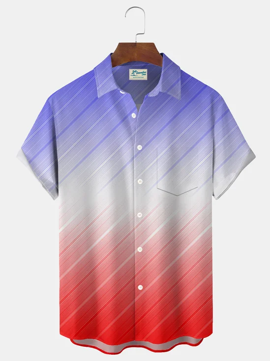 Royaura® Retro Gradient Print Men's Button-Down Short-Sleeve Hawaiian Shirt Big & Tall