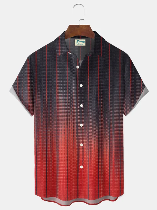 Royaura® Retro Art Abstract Gradient Print Men's Button Pocket Short-Sleeve Shirt Big & Tall