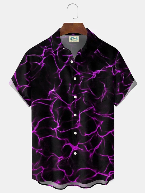 Royaura® Retro Art Abstract Gradient Print Men's Button Pocket Short-Sleeve Shirt Big & Tall