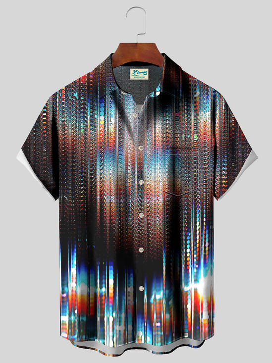 Royaura® Men's Vintage Fault Spectrum Print Retro Short Sleeve Shirt Big & Tall