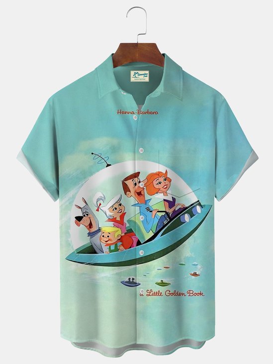 Royaura® Retro Geometric 3D Digital Print Men's Button Pocket Long Sleeve Shirt Big & Tall