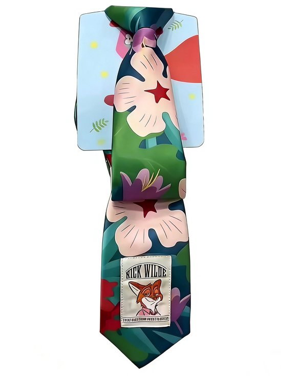 Royaura® Retro Cartoon floral print men's tie Big & Tall