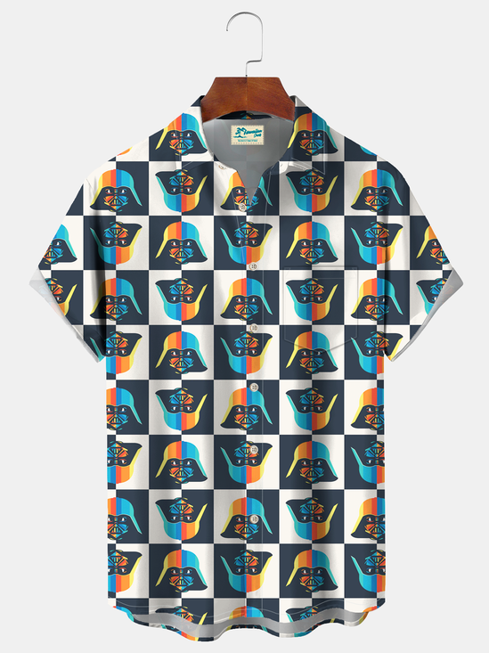 Royaura® Men's Vintage Retro Sci-Fi Print Retro Short Sleeve Shirt Big & Tall